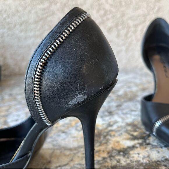 Michael Skylar Black Leather Zipper Heels - Women’s Size 6.5 - Pre-Owned - Picture 8 of 9